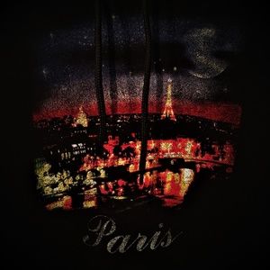 Balenciaga Paris Print Hoodie in Black Men Sz.XS